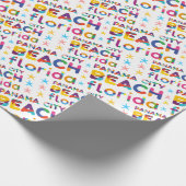 Panama City Beach, Florida. Farbiges Textmuster Geschenkpapier (Ecke)