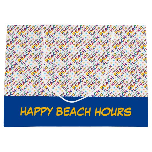 Panama City Beach, Florida. Farbiges Textmuster Große Geschenktüte (Vorderseite)