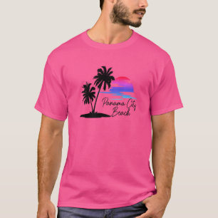 Panama City Beach Florida Fl Vintag Sunset Palm T T-Shirt