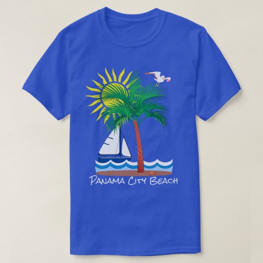 Panama City Beach Florida Palm Sailboat und Sun T- T-Shirt (Design vorne)
