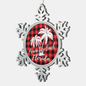 Panama City Beach Florida Palm Tree Beach Schneeflocken Zinn-Ornament (Rechts)