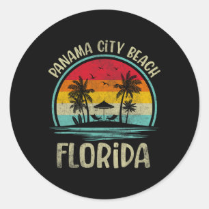 Panama City Beach Florida Palm Tree Family Summer Runder Aufkleber