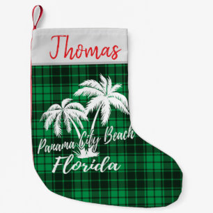 Panama City Beach Florida Palmen Grüne Kariert Kleiner Weihnachtsstrumpf