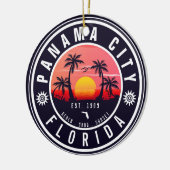 Panama City Beach Florida Retro Sunset Palm Tree Keramik Ornament (Links)