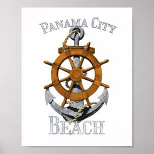Panama City Beach Florida Vacation Nautical Anchor Poster