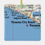 Panama City Beach Karte Keramikornament<br><div class="desc">Panama City Beach Florida Weihnachtsschmuck mit Vintager Karte gemacht.</div>