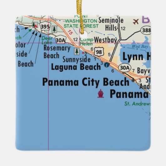 Panama City Beach Karte Keramikornament (Vorderseite)