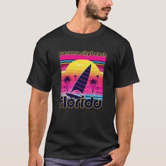 Panama City Beach Retro 80s Style Souvenir Beach T-Shirt (Vorderseite)