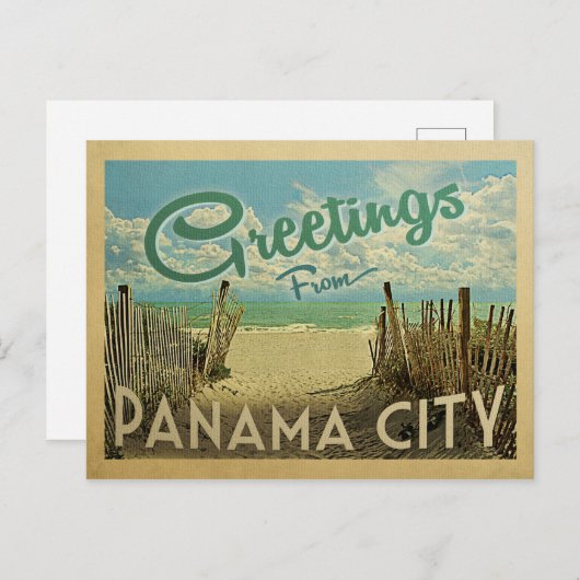 Panama City Beach Vintage Reisen Postkarte (Vorne/Hinten)