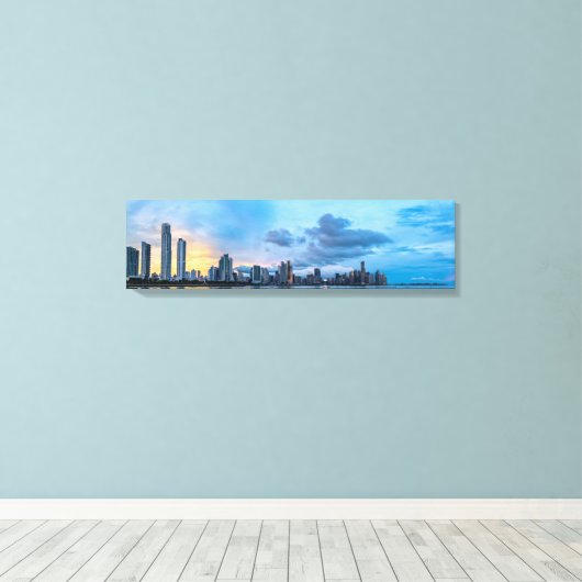 Panama City by Sea Skyline Canvas Print Leinwanddruck (Insitu (Holzboden))