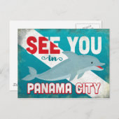 Panama City Dolphin - Retro Vintage Reise Postkarte (Vorne/Hinten)