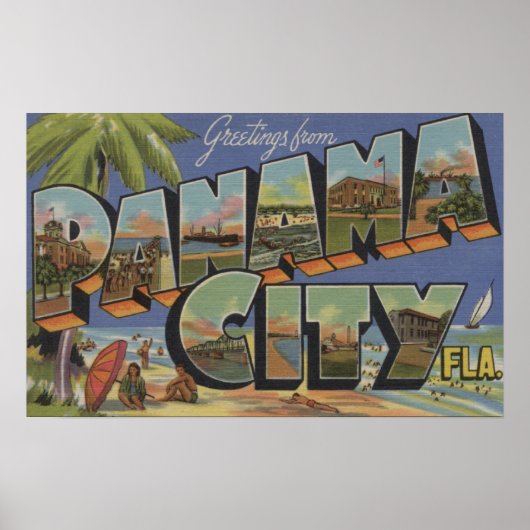 Panama City, Florida - Große Briefmarkenszenen Poster (Vorne)