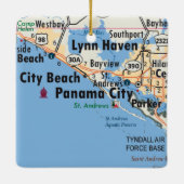 Panama City Florida Karte Keramikornament (Rückseite)