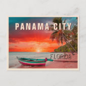 Panama City Florida Palm Tree Beach Vintag 50er Postkarte (Vorderseite)