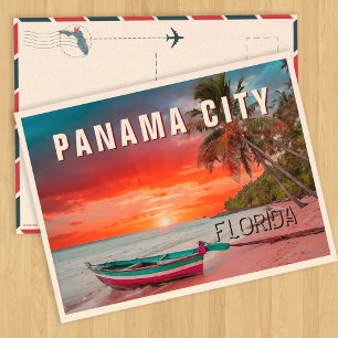 Panama City Florida Palme Strand Vintage 1950er Postkarte
