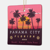 Panama City Florida Retro Sunset Palm Baum 1960er Keramikornament (Links)