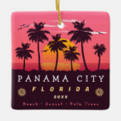 Panama City Florida Retro Sunset Palm Baum 1960er Keramikornament (Vorderseite)