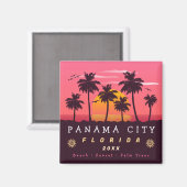 Panama City Florida Retro Sunset Palm Baum 1960er Magnet (Vorderseite/Rückseite)