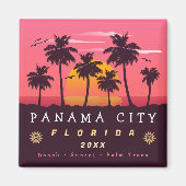 Panama City Florida Retro Sunset Palm Baum 1960er Magnet (Vorne)