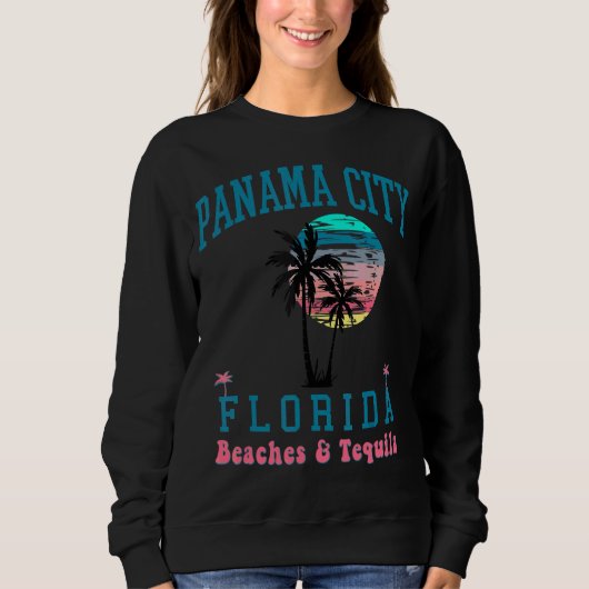 Panama City Florida Sunset Tequila Beach Palm Tree Sweatshirt (Vorderseite)