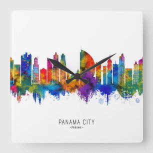 Panama City Panama Skyline Quadratische Wanduhr