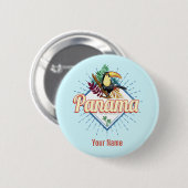 Panama City Toucan Retro Palmen Vintag Button (Vorne & Hinten)