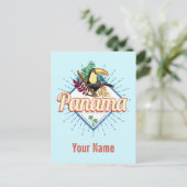 Panama City Toucan Retro Palmen Vintag Feiertagspostkarte (Stehend Vorderseite)
