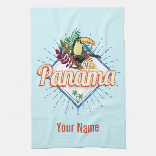 Panama City Toucan Retro Palmen Vintag Geschirrtuch