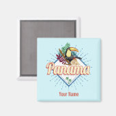 Panama City Toucan Retro Palmen Vintag Magnet (Vorderseite/Rückseite)