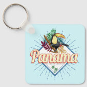 Panama City Toucan Retro Palmen Vintag Schlüsselanhänger (Vorderseite)