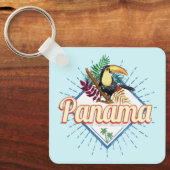 Panama City Toucan Retro Palmen Vintag Schlüsselanhänger (Vorderseite)