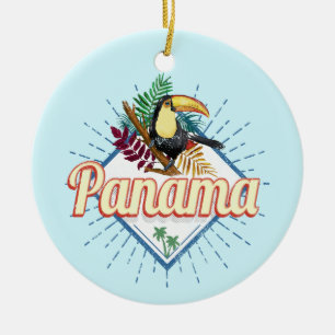 Panama City Tukan Retro Palmen Vintage Keramik Ornament