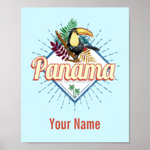 Panama City Tukan Retro Palmen Vintage Poster