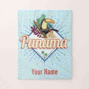 Panama City Tukan Retro Palmen Vintage Puzzle