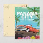 Panama City Vintage Reiseplakat Postkarte (Vorne/Hinten)