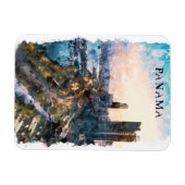Panama City Watercolor Skyline Magnet (Horizontal)