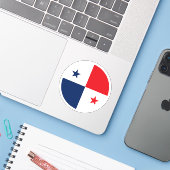 Panama Flag Round Sticker (Laptop mit iPhone)