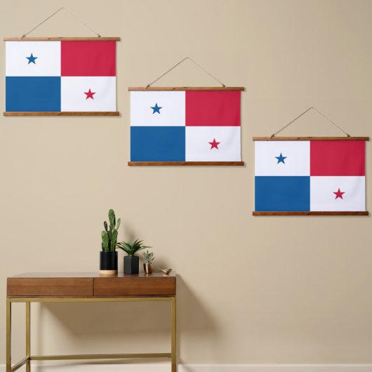 Panama-Flagge Wandteppich Mit Holzrahmen (Asymmetrisch)