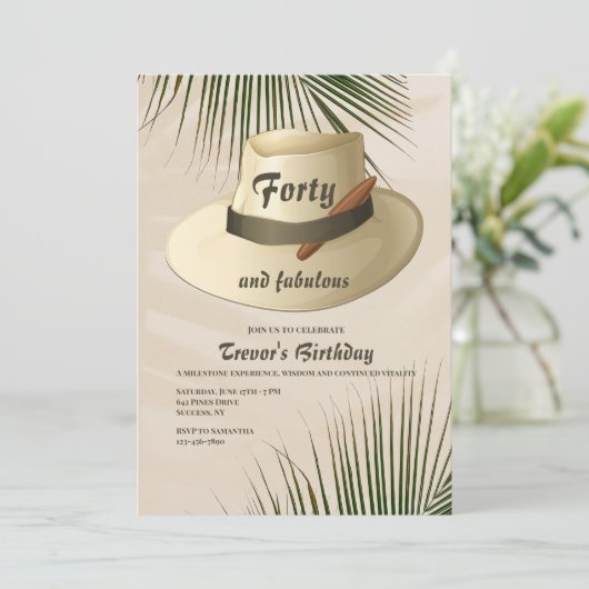 Panama Hat und Cigar Einladung (Stehend Vorderseite)