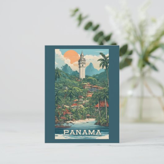 Panama Illustration Postkarte (Stehend Vorderseite)