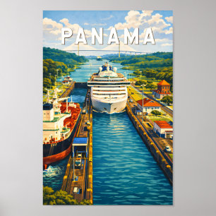Panama-Illustration Reise Kunst Vintage Poster