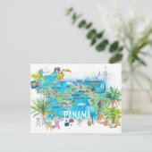 Panama Illustrierte Reisekarte Postkarte (Stehend Vorderseite)