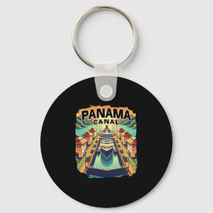 Panama-Kanal-Kreuzfahrt-Schiff-Boots-Vintage-Grafi Schlüsselanhänger