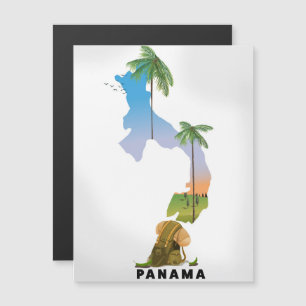 Panama-Karte Illustrierter Reiseplakat-Druck. Magnetkarte