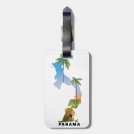 Panama Karte Illustriertes Reiseplakat drucken. Gepäckanhänger