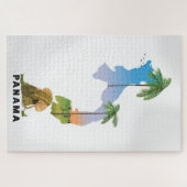 Panama Karte Illustriertes Reiseplakat drucken. Puzzle (Horizontal)