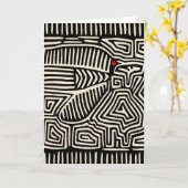 Panama Kuna Indian Mola Pajaro - Schwarz-weiß Karte (Gelbe Blume)