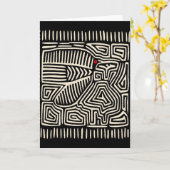 Panama Kuna Indian Mola Pajaro - Schwarz-weiß Karte (Gelbe Blume)