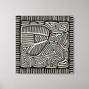 Panama Kuna Indian Mola Pajaro - Schwarz-weiß Leinwanddruck