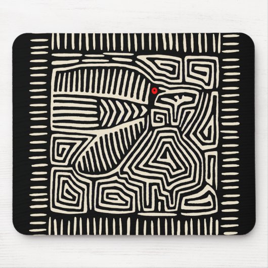 Panama Kuna Indian Mola Pajaro - Schwarz-weiß Mousepad (Vorne)